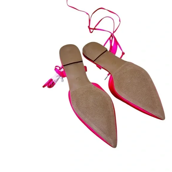 Nwot Journee Collection Theia Fuchsia pink Satin Sandals cushioned flat size 11 - Picture 12 of 15